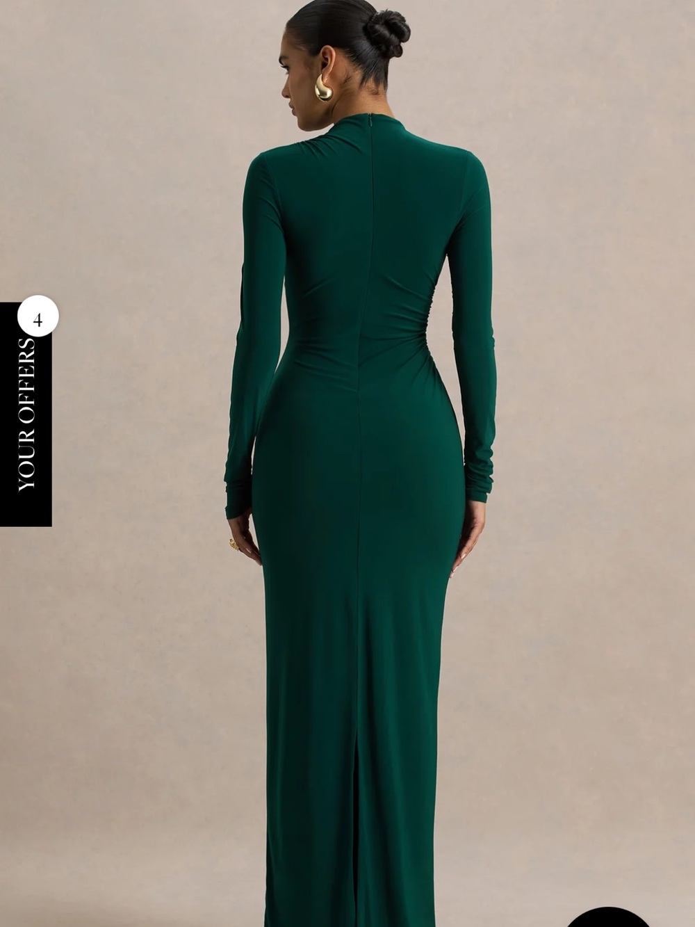 Club London SIZE 8 EDEN Bottle Green High-Neck Maxi Dress  Ruched with Detailing - Picture 2 of 3